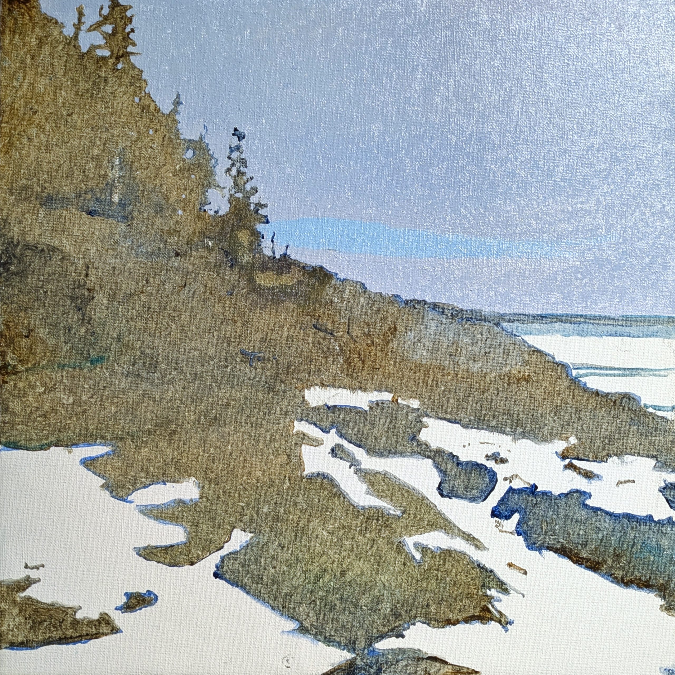 Snow at Otter Point, 16x16, oil on linen